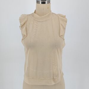 Lavender Field Mesh Top Tan S bohemian casual coquette girl sheer rustic summer